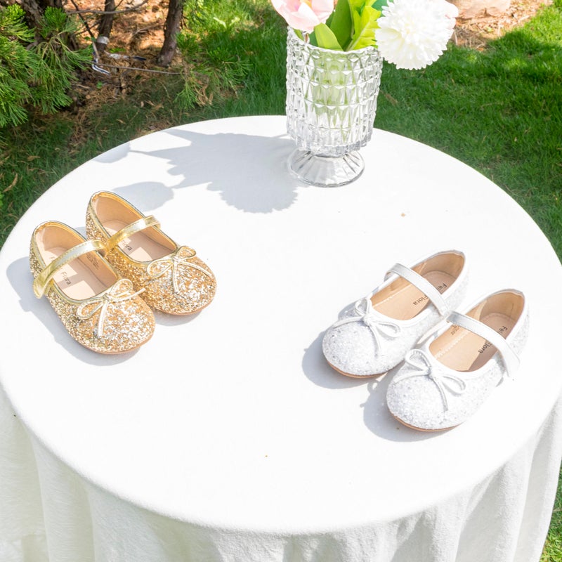 Felix & Flora Flower Girl White Dress Shoes Size 9 - Toddler Girl Ballet Flats Little Kid Wedding Party - Image 3